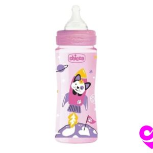 Chicco Biberon Well-Being – 330ml – Tétine silicone – Rose 4M+