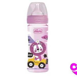 Chicco Biberon Well-Being – 330ml – Tétine silicone – Rose 4M+