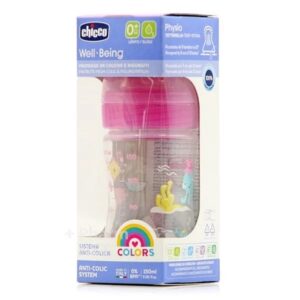 Biberon en plastique avec tetine en silicone Chicco