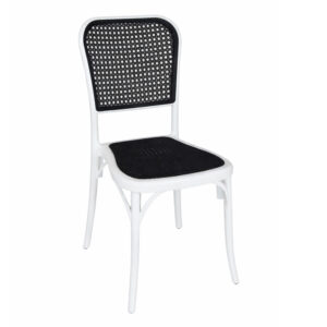 chaise de jardin sotufab plast toscana cannage blanc noir