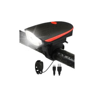 eclairages avant de velo led avec klaxon db noir et rouge