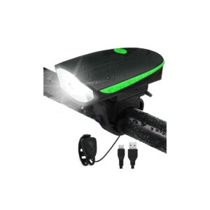 eclairages avant de velo led avec klaxon db noir et vert