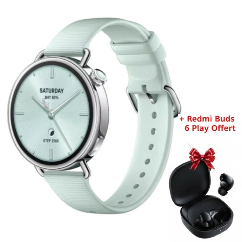 montre connectee xiaomi watch s mm avec redmi buds play mint green