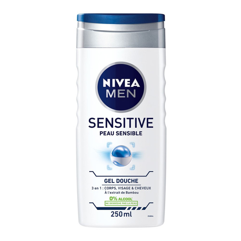 Nivea - gel douche 3 en 1 homme - peau sensible - 250ml 1 nivea mousse a raser homme peau sensible