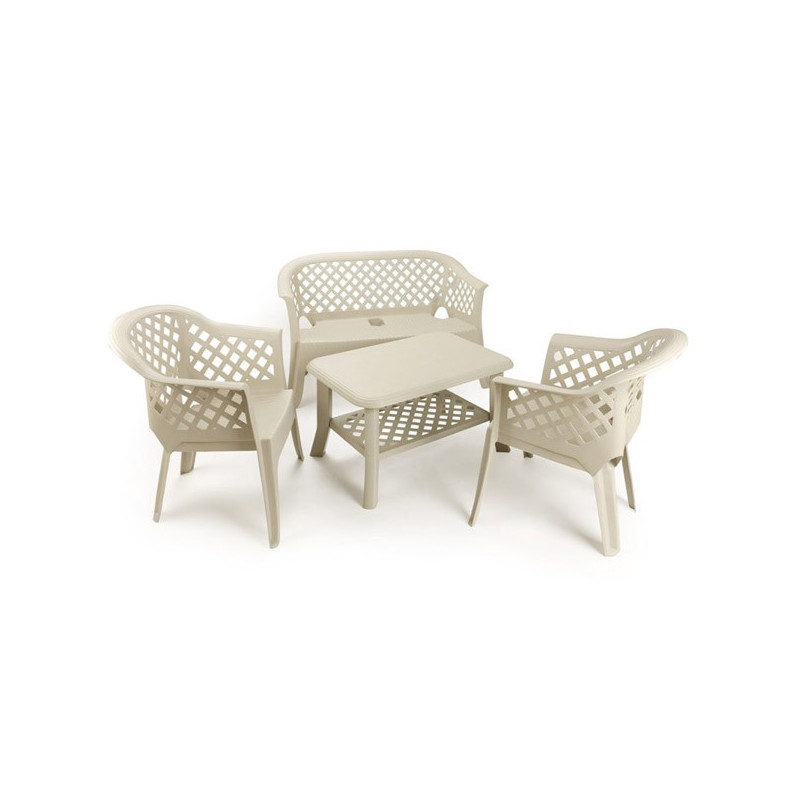 Salon de Jardin LARIANA Grege 1 pack table chaises pliantes ruspina blanc ()