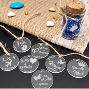 Étiquettes Plexi Transparent Personnalisées - Quantité Minimum : 50 Pièces
