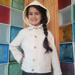 Veste jean avec capuche fillette