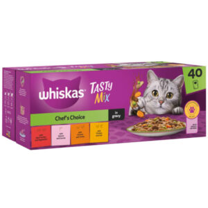whiskas plus tasty mix chef choice in gravy cat pouches x g