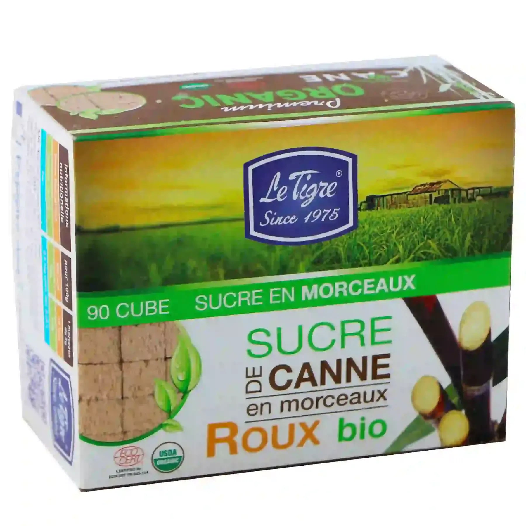 Le Tigre 1975 – Sucre en morceaux de canne roux bio – 90 cubes 1 Le Tigre 1975 – Sucre en morceaux de canne roux bio – 90 cubes