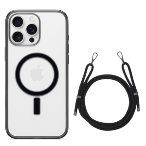 Cache MagSafe iPhone Transparent avec Contour Coloré + Fil