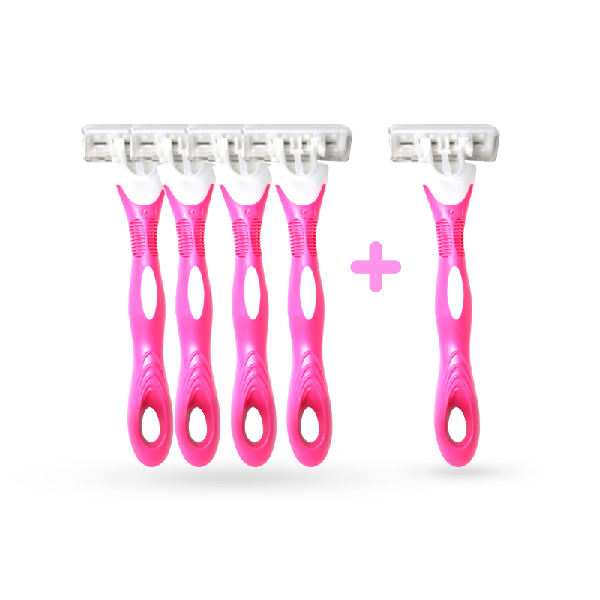 AZAL Lot De 5 Rasoirs Avec 3 Lames – Pink Secret PS1-2 1 AZAL Lot De Rasoirs Avec Lames Pink Secret PS png