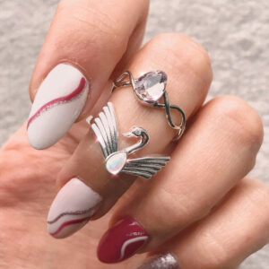 BAGUE OPAL AND PINK SWAN LAKE