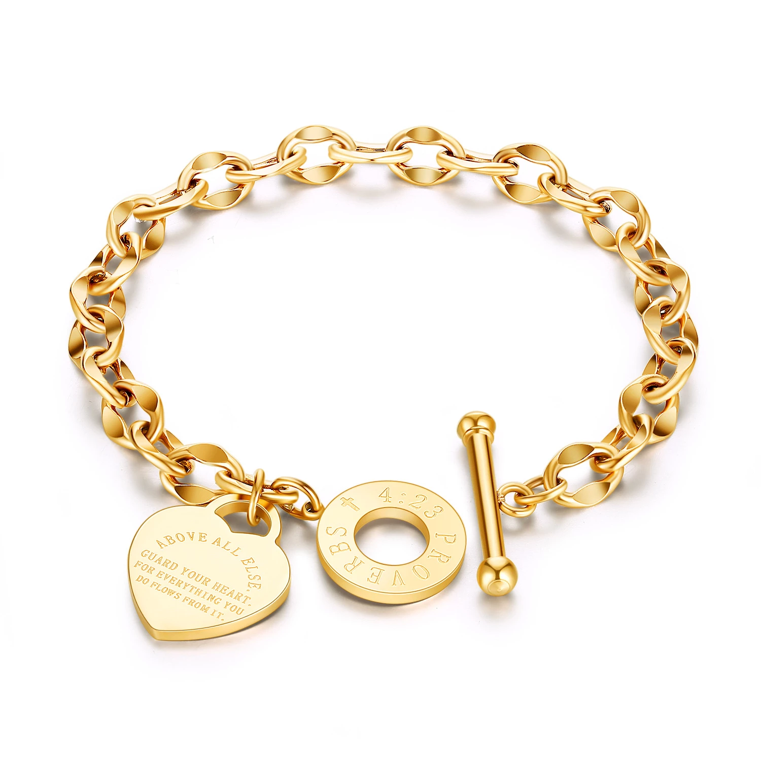 Bracelet Charms Cœur & Médaillon ✨ 1 BR FN webp