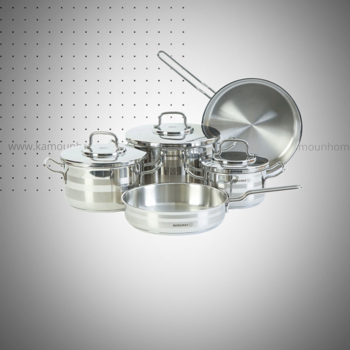 Batterie de Cuisine korkmaz A2055 8 Pièces Inox 1 Batterie de Cuisine korkmaz A Pièces Inox