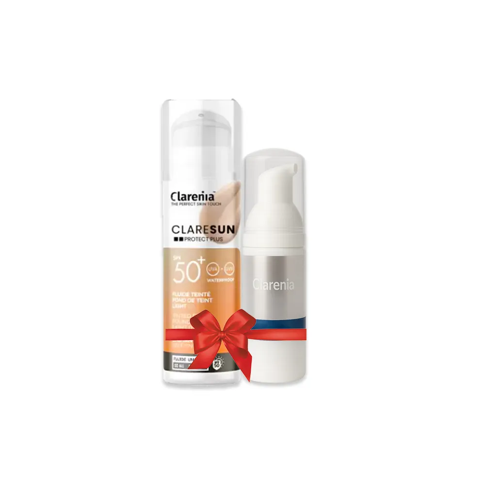 CLARENIA CLARESUN FOND DE TEINT 01 LIGHT SPF50+ WATERPROOF 50ML + MOUSSE NETTOYANTE OFFERTE 50ML 1 CLARENIA CLARESUN FOND DE TEINT LIGHT SPF WATERPROOF ML webp
