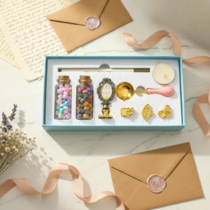 Coffret Kawaii de pieces tampons et cires cacheter imagex