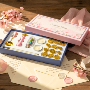 Coffret de pieces tampons et cires cacheter