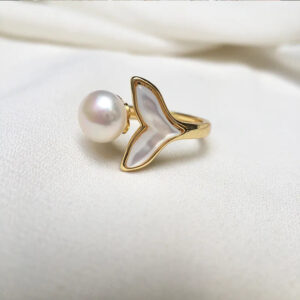 Copper Pearl Fish Tail Open Rings