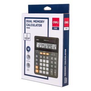 Deli Dual Memory Desktop Calculator Digits Black