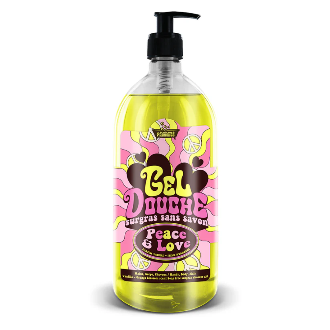 LES PETITS BAINS DE PROVENCE Gel Douche Peace And Love Vanille Fleur D'Oranger 1 Flacon jaune Peace and Love L