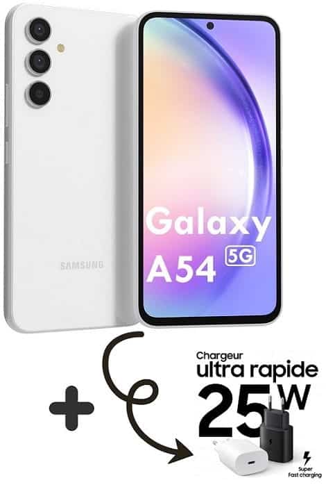 Smartphone Samsung Galaxy A54 5G (8+128Go) Blanc 1 Smartphone Samsung Galaxy A G (+Go) Blanc