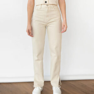 Jean Droit Taille Haute Fendu Sur Les Cotes