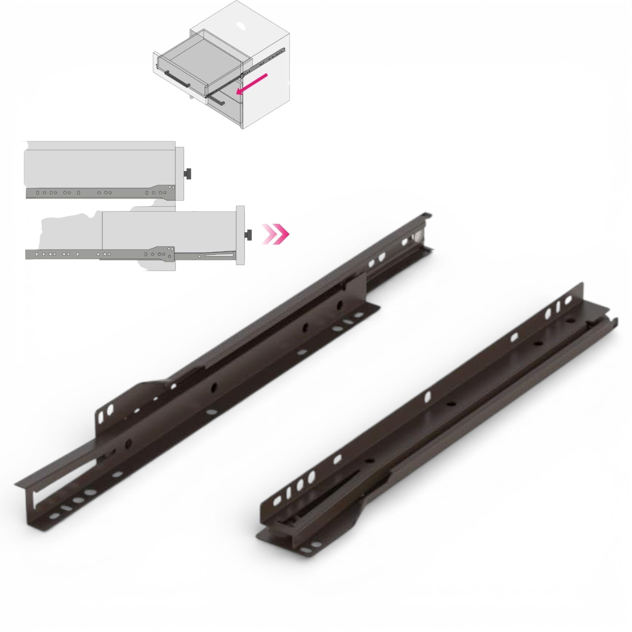 Jeu Coulisse a roulette pour Tiroir marron