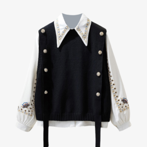 KnitVestandShirtSetblack