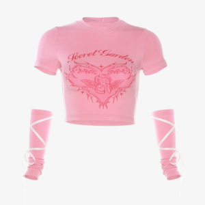 Lace UpSleeveCropTops