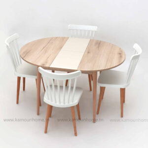 PACK TABLE EXTENSIBLE ATLAS + CHAISES HELSINKI PIETEMENT BOIS