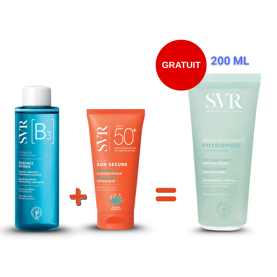 SVR PACK SUN SECURE Blur Essence Hydra B Gelee moussante Gratuite
