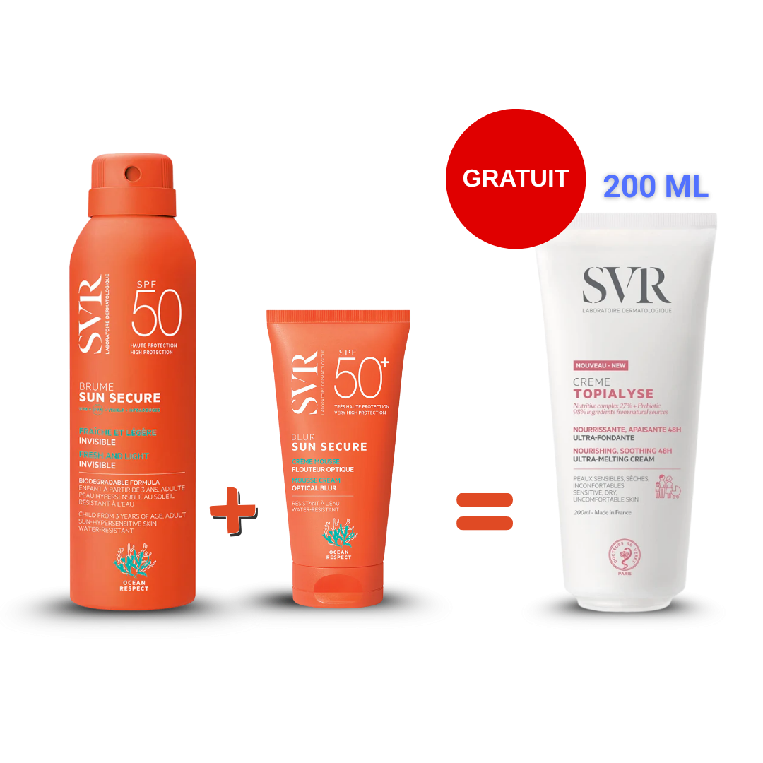 SVR PACK SUN SECURE Brume Blur cr me mousse cr me Topialise ml Gratuite