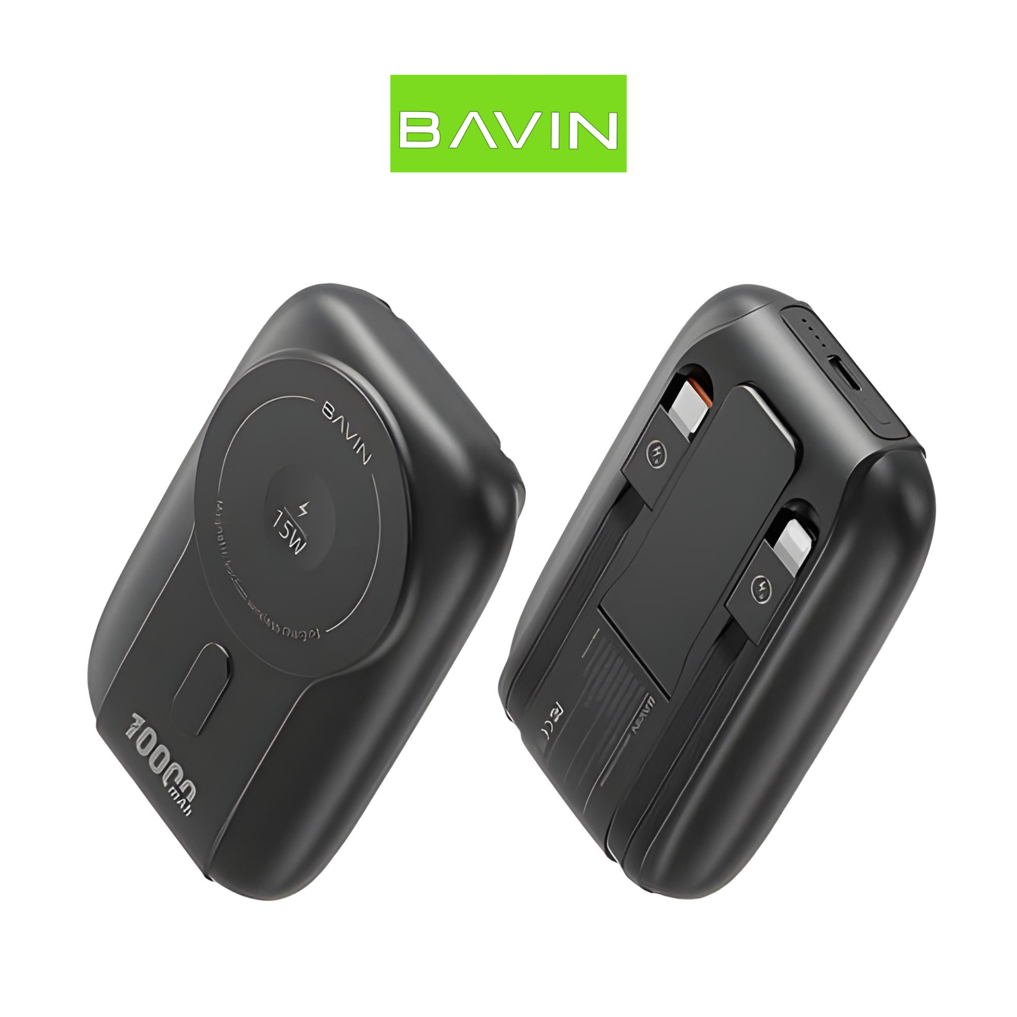 BAVIN Power Bank MagSafe 22.5W 10000mAh avec Câbles Type-C + Lightning 1 Shopify Affiche Produit