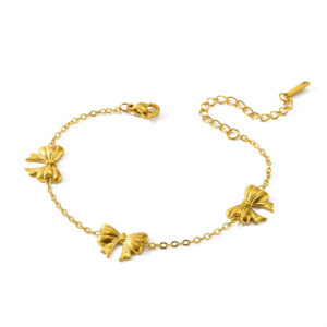 Simple Commuter Daily K Stainless Steel Butterfly Knot Flower Bracelet Elegant Casual Classic Style Cable Chain Lobster Clasp display picture