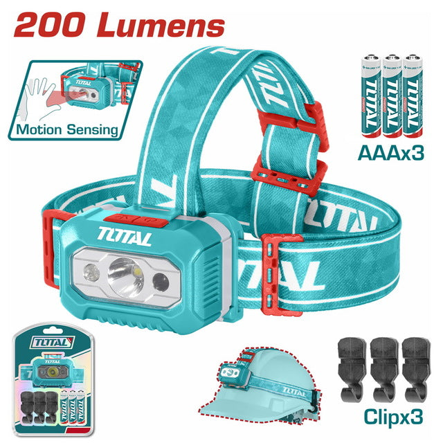 Lampe Frontale LED Pro TOTAL THL013AAA6 Puissance 200 Lumens Portée 91m 1 THLAAA