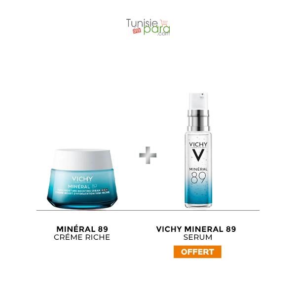 Vichy Minéral 89 Crème Hydratante Riche 50ml + Minéral 89 Booster Sérum 10ml Offert 1 Vichy Mineral Creme Hydratante Riche ml Mineral Booster Serum ml Offert png