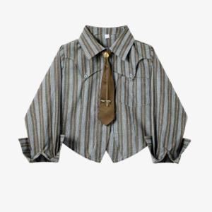 VintageStripeCroppedShirtwithTie