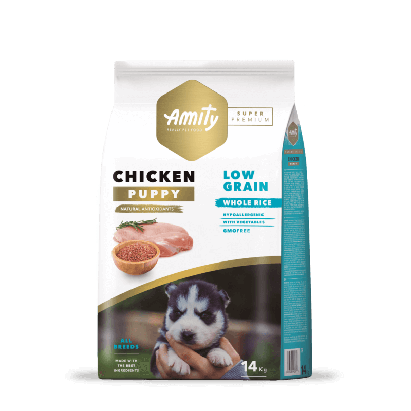 AMITY - SUPER PREMIUM PUPPY POULET 14 KG (LOW GRAIN) 1 amity low grain puppy chicken kg