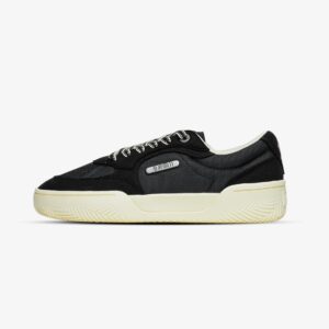 black low top canvas sneaker cream sole retro style men
