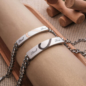 bracelets couple real love acier inoxydable coeur