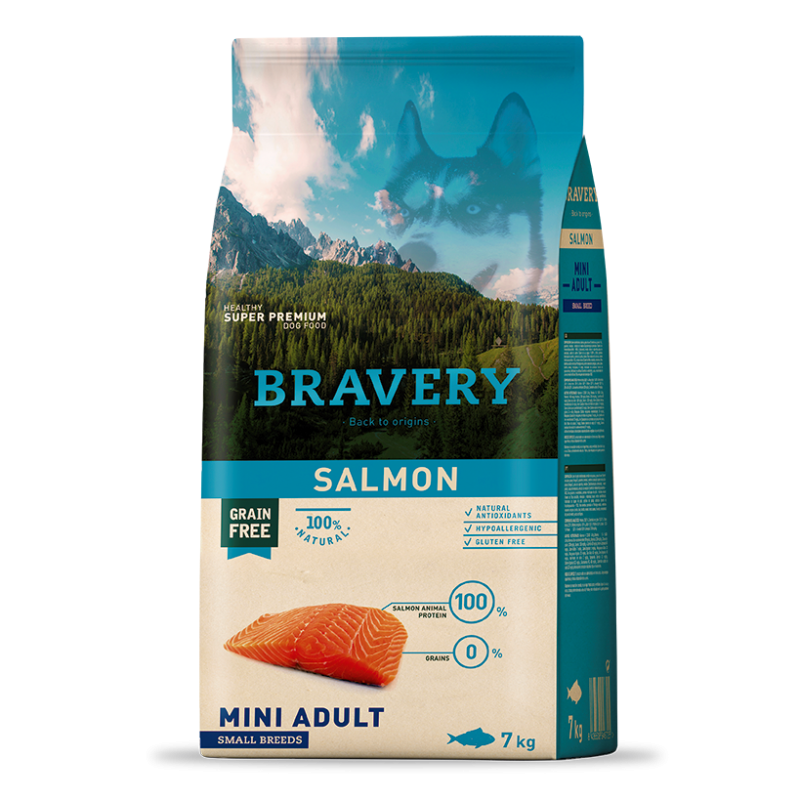 bravery mini adult sans cereales saumon kg