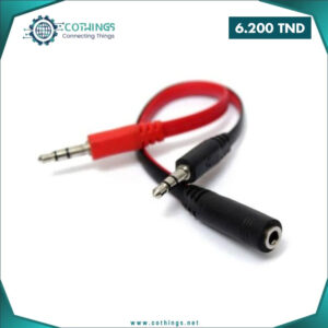 cable jack femelle double male vert rouge cothings