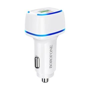 CHARGEUR VOITURE DOUBLE BOROFONE BZA USB &# BLANC