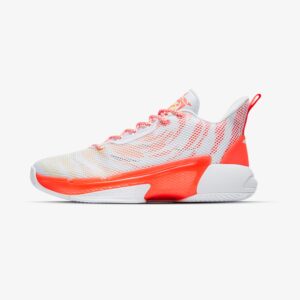 chaussure basketball blanche orange design performance