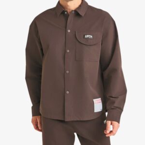 chemise marron anta oversize avec poche logo