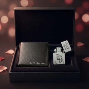 coffret briquet avec portfeuille personalisee cadeau homme saintvalentin