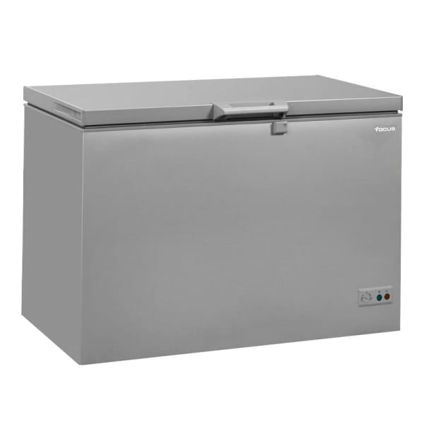 Congélateur horizontal FOCUS 305 LITRES SILVER PORTE INOX (FC-3001X) 1 congelateur horizontal focus litres silver porte inox fc x