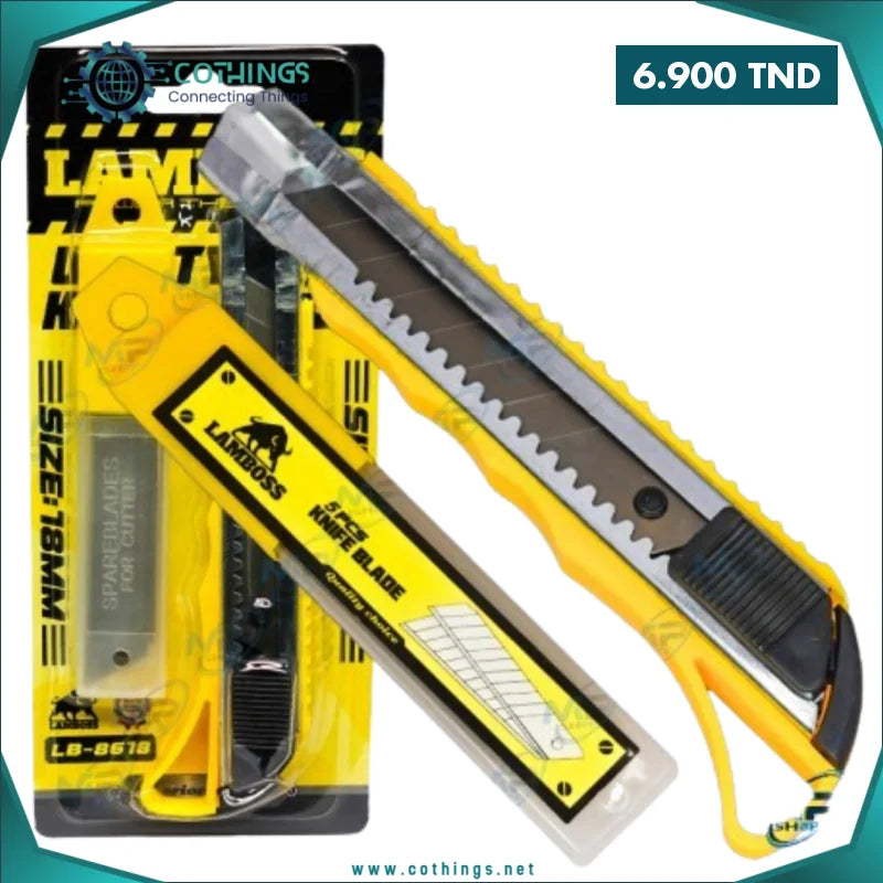 Cutteur LAMBOSS 18 mm – Cutter Professionnel avec 5 Lames de Rechange 1 cutteur lamboss mm cutter professionnel lames rechange cothings