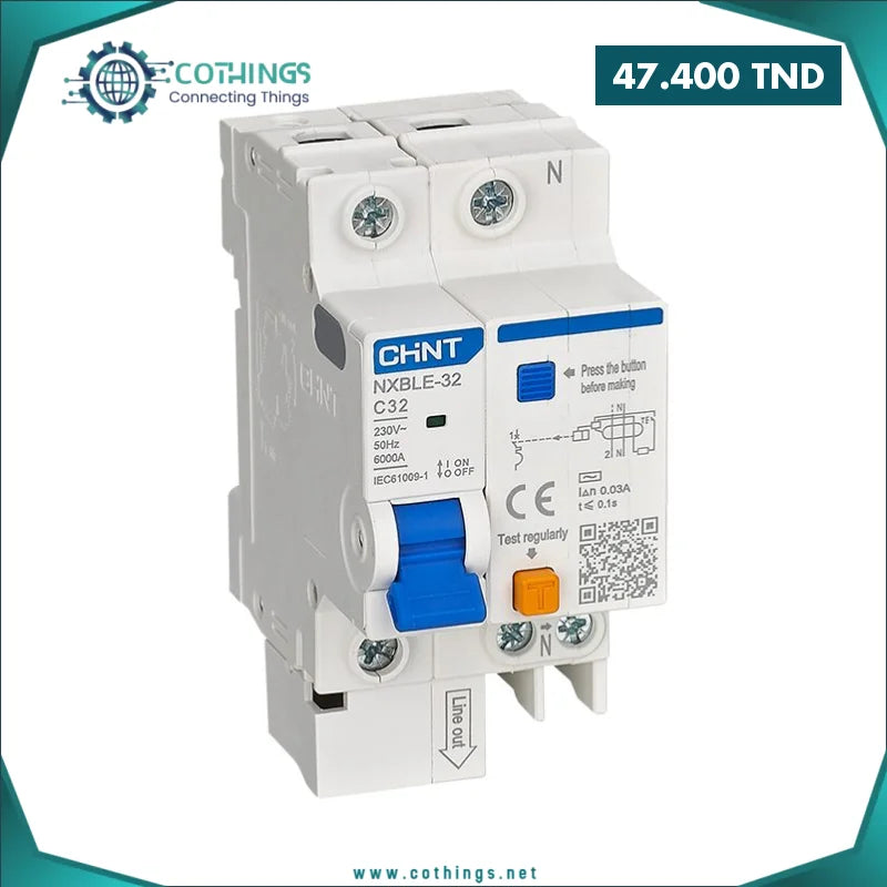 Disjoncteur DIFF NXBLE-32 1P+N C25 300mA 6kA CHINT 1 disjoncteur diff nxble p n c ma ka chint cothings