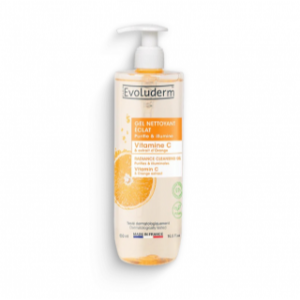 evoluderm gel nettoyant eclat vitamine c ml gel purifiant et illuminateur extrait dorange et glycerine vegetale